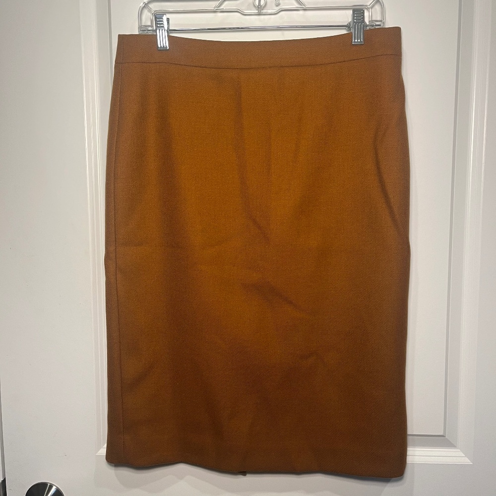 J Crew No. 2 Pencil Skirt, Yellow/Brown, 8 TALL